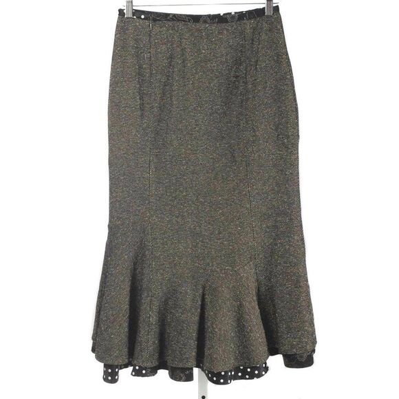 INSIGHT Black & Multicolor Tweed Trumpet Hem Midi Skirt Women's Size 4 - Picture 2 of 4